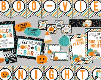Halloween Movie Night Mini Party Package. Printable Party for Halloween Movie Night, Birthday Party, Outdoor Movie. Instant Digital Download