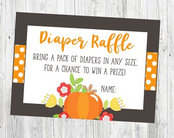 Little Pumpkin Diaper Raffle Cards for Little Pumpkin Baby Shower. Fall, Autumn, Pumpkin Baby Shower. Instant Download