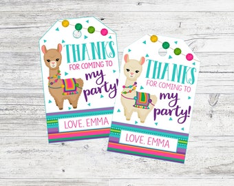 Personalized Alpaca or Llama Party Favor Tags. Printable Personalized Favor Tags for Alpaca or Llama Birthday Party or Fiesta