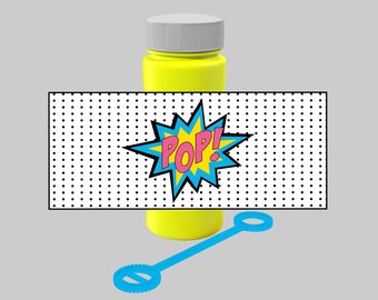 POP Bubbles Wrapper for Superhero Party. Instant Digital Download. Pink Superhero Party, Girl Superhero Party. Superhero Bubbles Party Favor