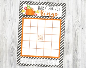 Baby Shower Bingo Game for Little Pumpkin Baby Shower. Fall Baby Shower Game. Instant Digital Download