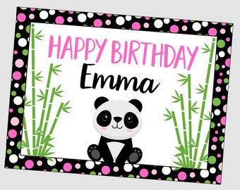 Personalized Panda Birthday Sign. Printable Panda Poster. Happy Birthday. Panda Party Sign, Poster.