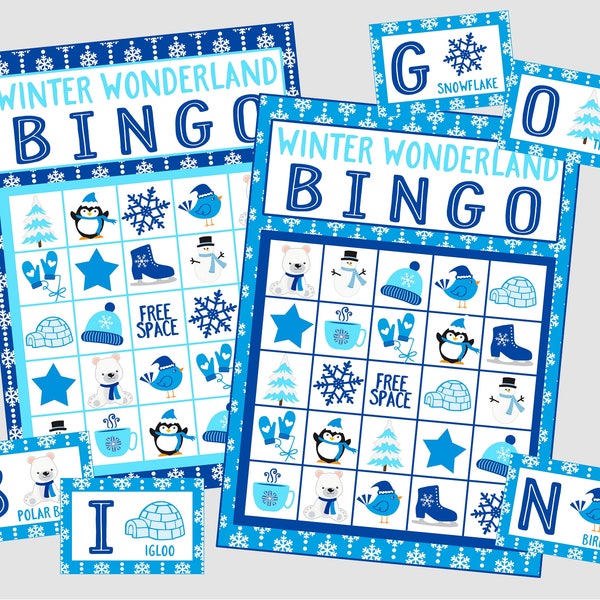 Winterwunderland Bingo! Druckbares Winter Bingo Spiel. 12 Karten Bingo Set. Sofortiger digitaler Download. Perfekte Winteraktivität für zu Hause oder die Klasse