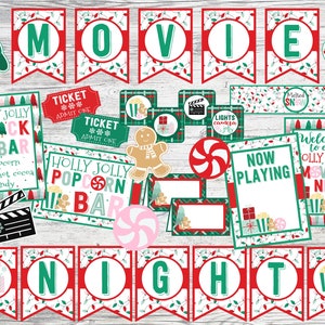 Christmas Movie Night Mini Party Package. Printable Party for Christmas Movie Night, Birthday Party, Outdoor Movie. Instant Digital Download