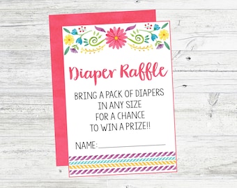 Fiesta Diaper Raffle Cards for Baby Shower. Instant Digital Download. Diaper Raffle Cards & Sign. Floral Fiesta Baby Shower