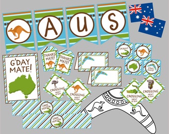 Australia Party Mini-Package. Instant Digital Download. Perfect for Class Project, Australia Day, Country Projects and More!