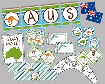 Australia Party Mini-Package. Instant Digital Download. Perfect for Class Project, Australia Day, Country Projects and More!