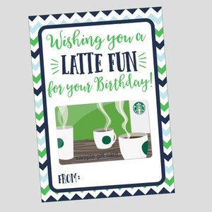 LATTE Geburtstagskarte. Ich wünsche Ihnen einen LATTE FUN zum Geburtstag. Sofortiger digitaler Download. Kaffee-Geschenk-Karte Karte.