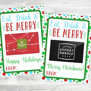 Eat, Drink & Be Merry Restaurant Geschenkkartenhalter. Druckbarer Geschenkkartenhalter passend für die Restaurant Gift Card. Sofortiger digitaler Download