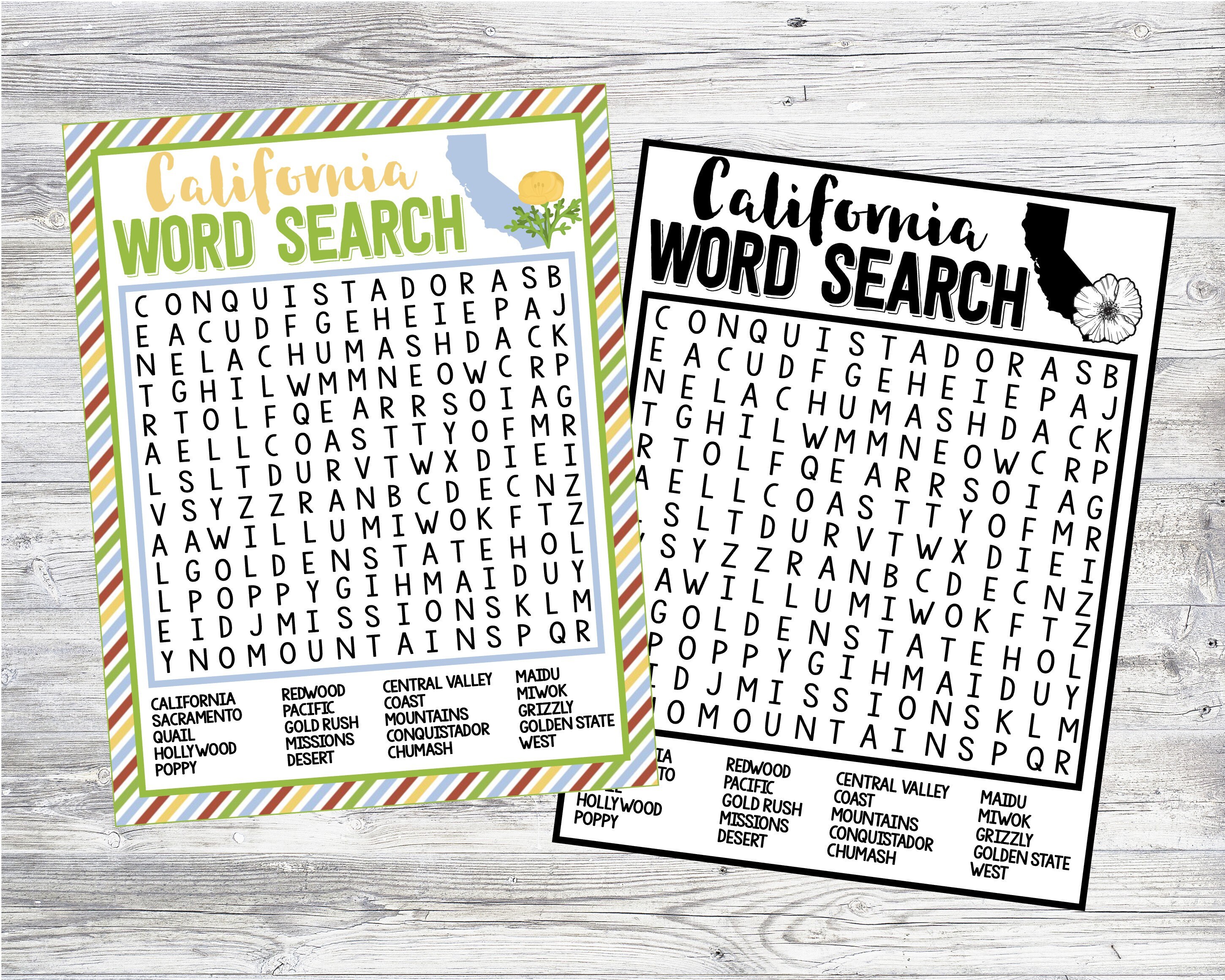 Printable California State History & Symbols Word Search. California Social  Studies 4th Grade Word Search. Instant Digital Download Files. - Etsy  Ireland