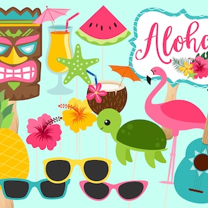 Printable Luau Party Photo Props. Instant Digital Dowload. Photo Booth Props for hawaiian, tropical, luau party.