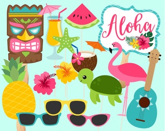 Printable Luau Party Photo Props. Instant Digital Dowload. Photo Booth Props for hawaiian, tropical, luau party.