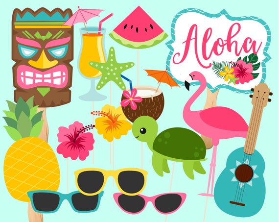 Printable Luau Party Photo Props. Instant Digital Dowload. Photo