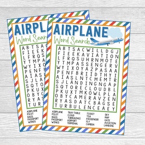 Printable Airplane Word Search. Kids Travel, Airport, Airplane Game & Activity. Instant Digital Download Files.