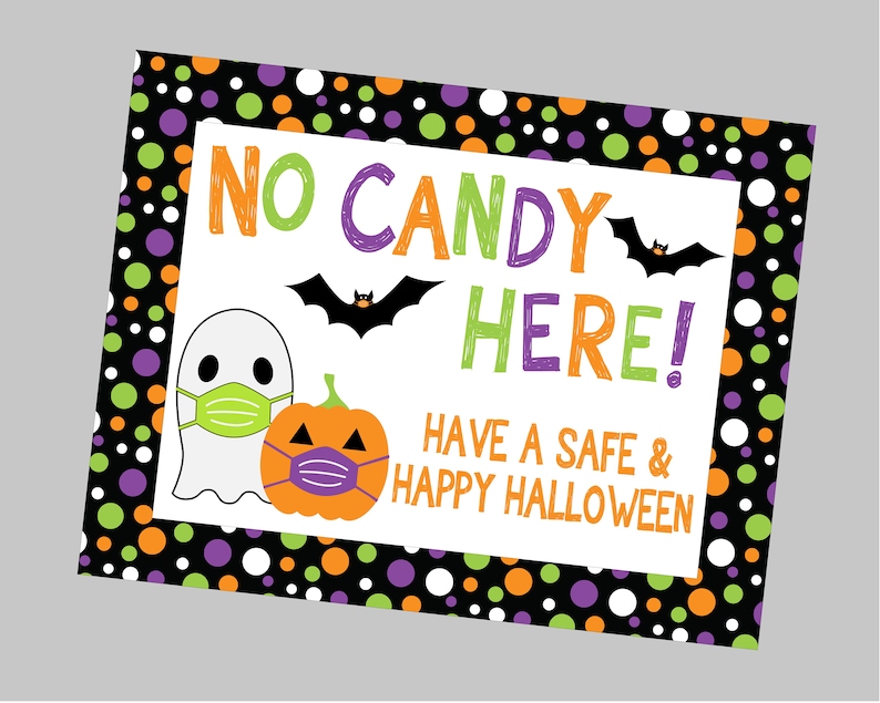Printable No Candy Here Halloween Sign. Social Distancing 2021 Etsy