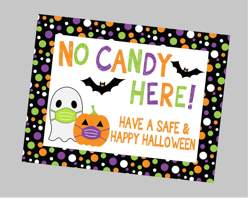 Printable No Candy Here Halloween Sign Social Distancing 2021 Etsy