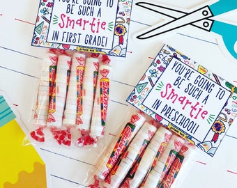 You're going to be such a SMARTIE! Back to School Student Gift. Instant DIgital Download. Smartie Bag Topper for grades and School Year.