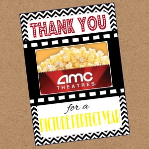 Thank You For A Picture Perfect Year Movie Gift Card. Teacher Appreciation Gift Card Holder. Instant Digital Download