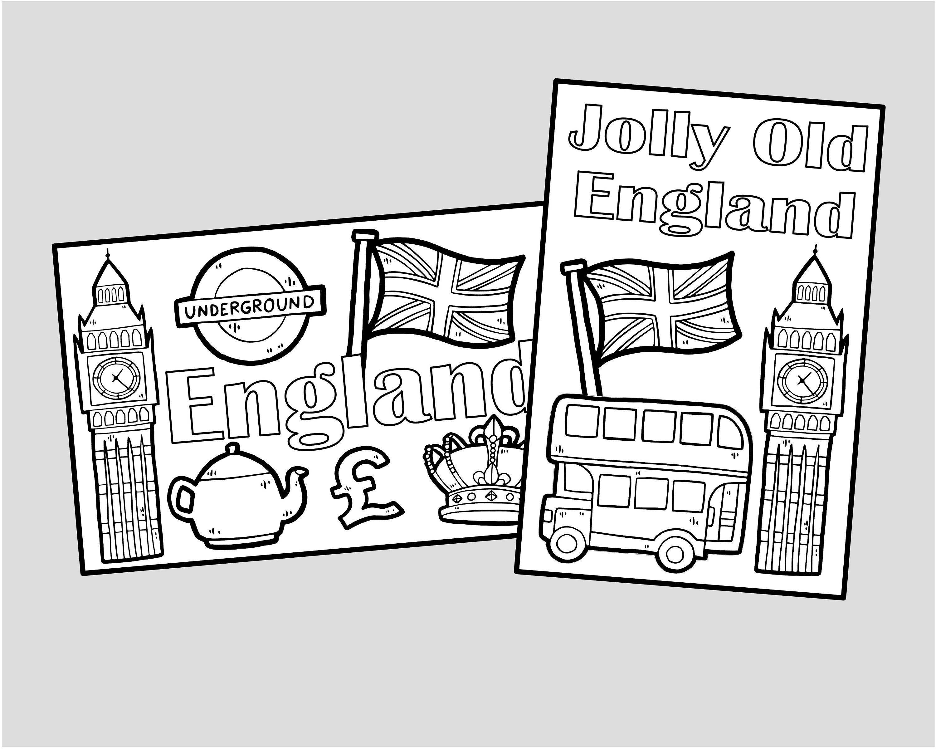 Druckbare London England Malkarten. London Reise Malvorlagen, Postkarten, Aktivitäten für Kinder. Sofortiger digitaler Download.