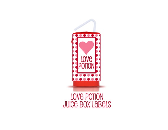 Love Potion Juice Box And Water Bottle Labels Valentine S Etsy