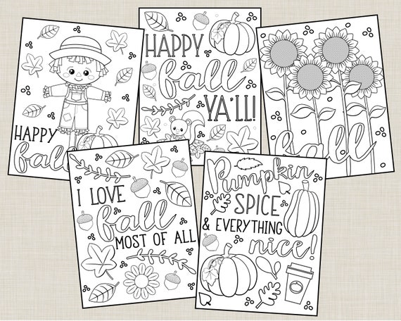 Printable Fall Coloring Pages for Kids or Adults Autumn