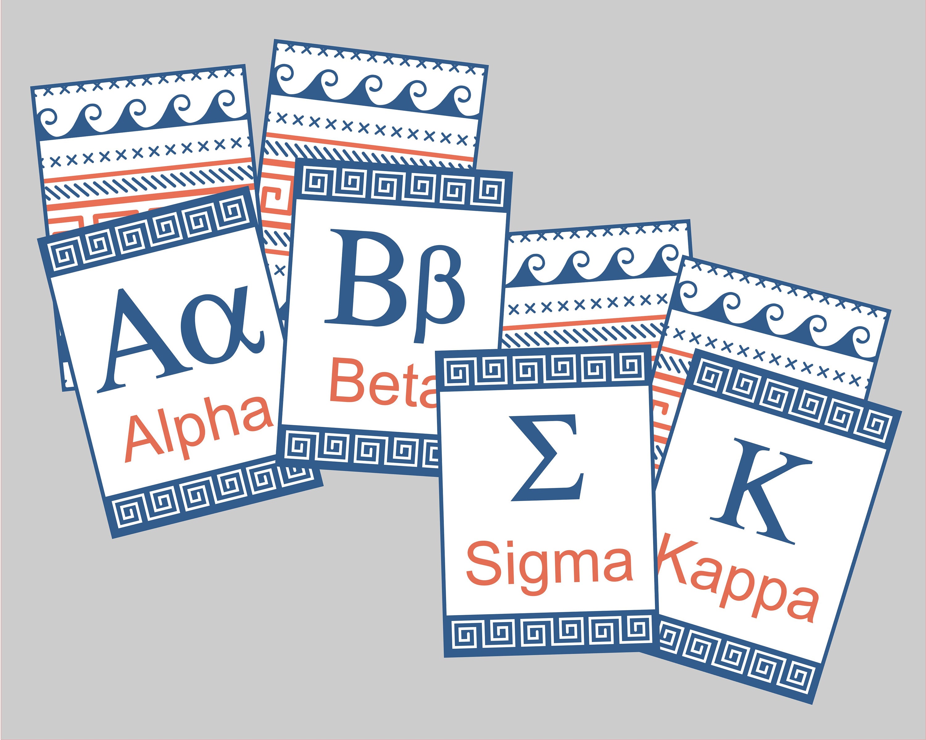 Printable Greek Alphabet Flash Cards Includes Upper Case Only Etsy