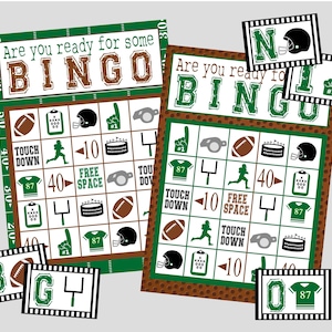 Printable Football Bingo Game- 24 Bingo Game Cards plus Calling Cards and Call Sheet. Instant Digital Download