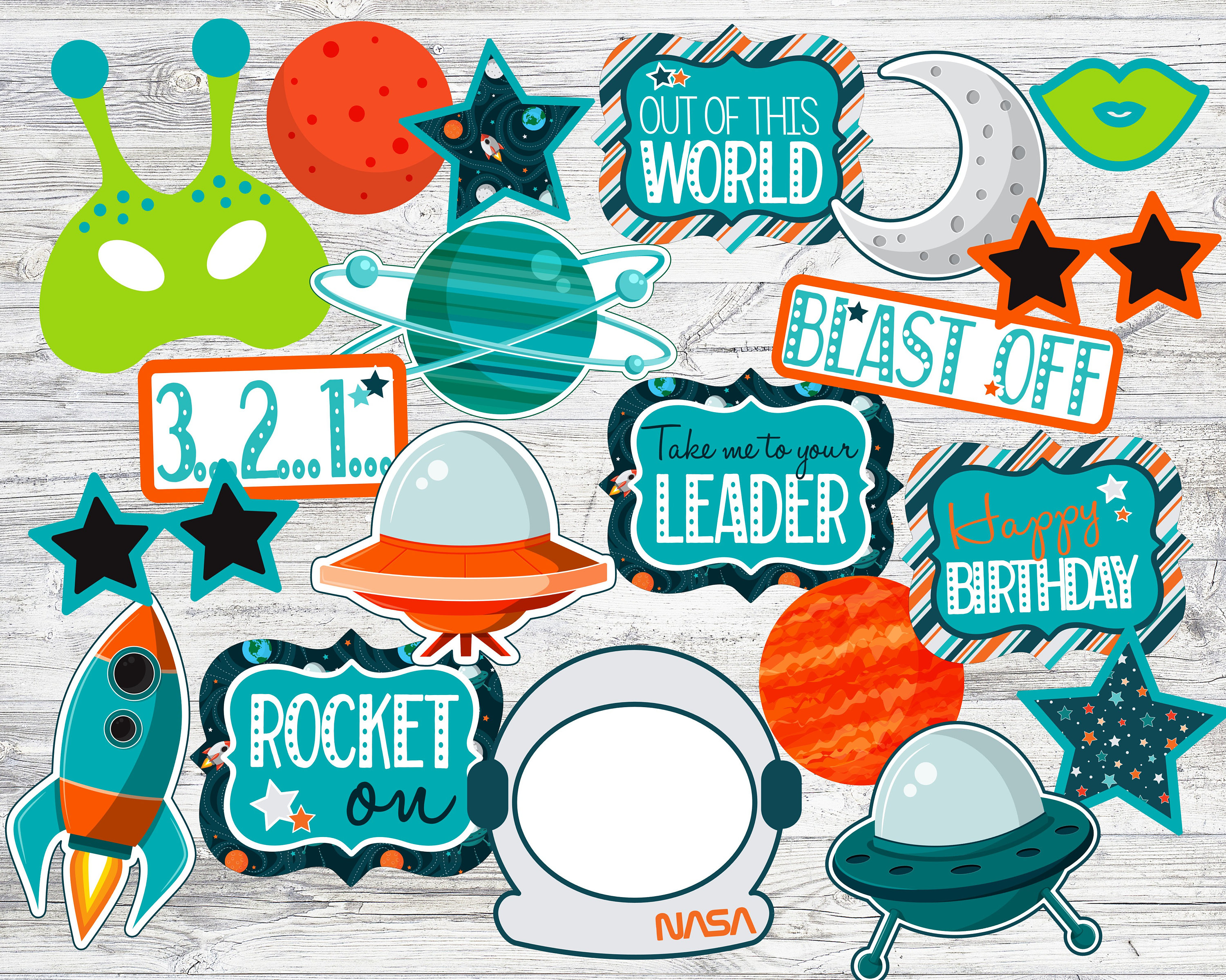 Space Party Photo Props. Printable Photo Props for Outer Space Party. Instant Digital Download. Spacetacular Photo Booth Props