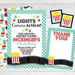 Movie Night Invitation Set For Family Movie Night or Movie Birthday Party. Personalized/Printable/Digital Invitation