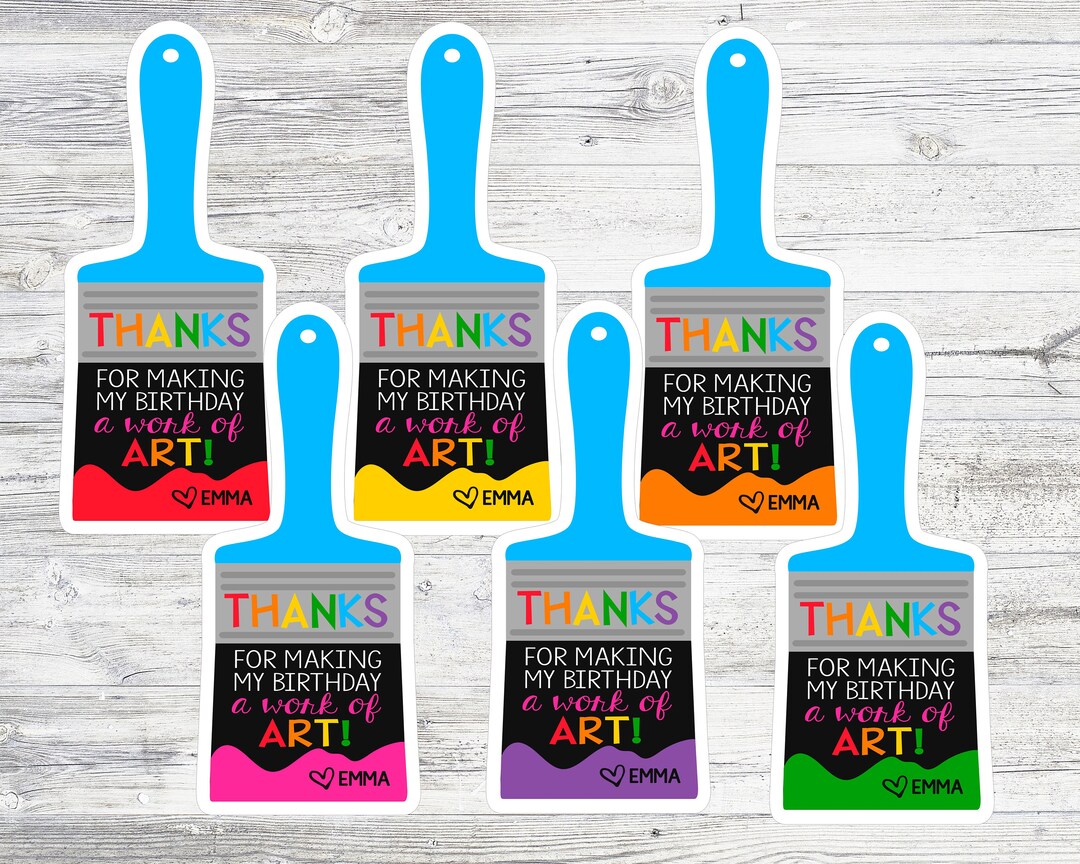 Personalized Art Party Favor Tags. Paint Brush Favor Tags. Printable Digital Files. Thanks for