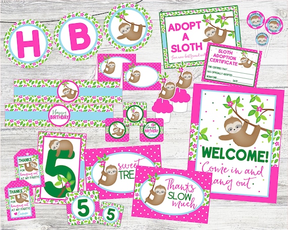 Sloth Party Plates - Sloth Birthday Party, Sloth Party Decorations