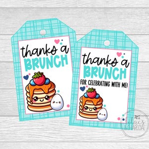Brunch Party Favor Tags. Thanks A Brunch. Brunch, Breakfast, Pancake Party Favor Tags. Instant Digital Download.