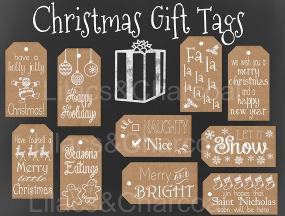 Christmas Gift Tag Set Kraft Paper Christmas Tags. Instant Digital  Download. 10 Tags. Printable Tags 