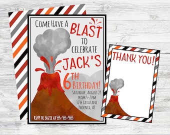 Volcano Birthday Invitation. Come Have A Blast Invitation for Volcano or Science Party. Personalized/Printable/Digital Invitation.