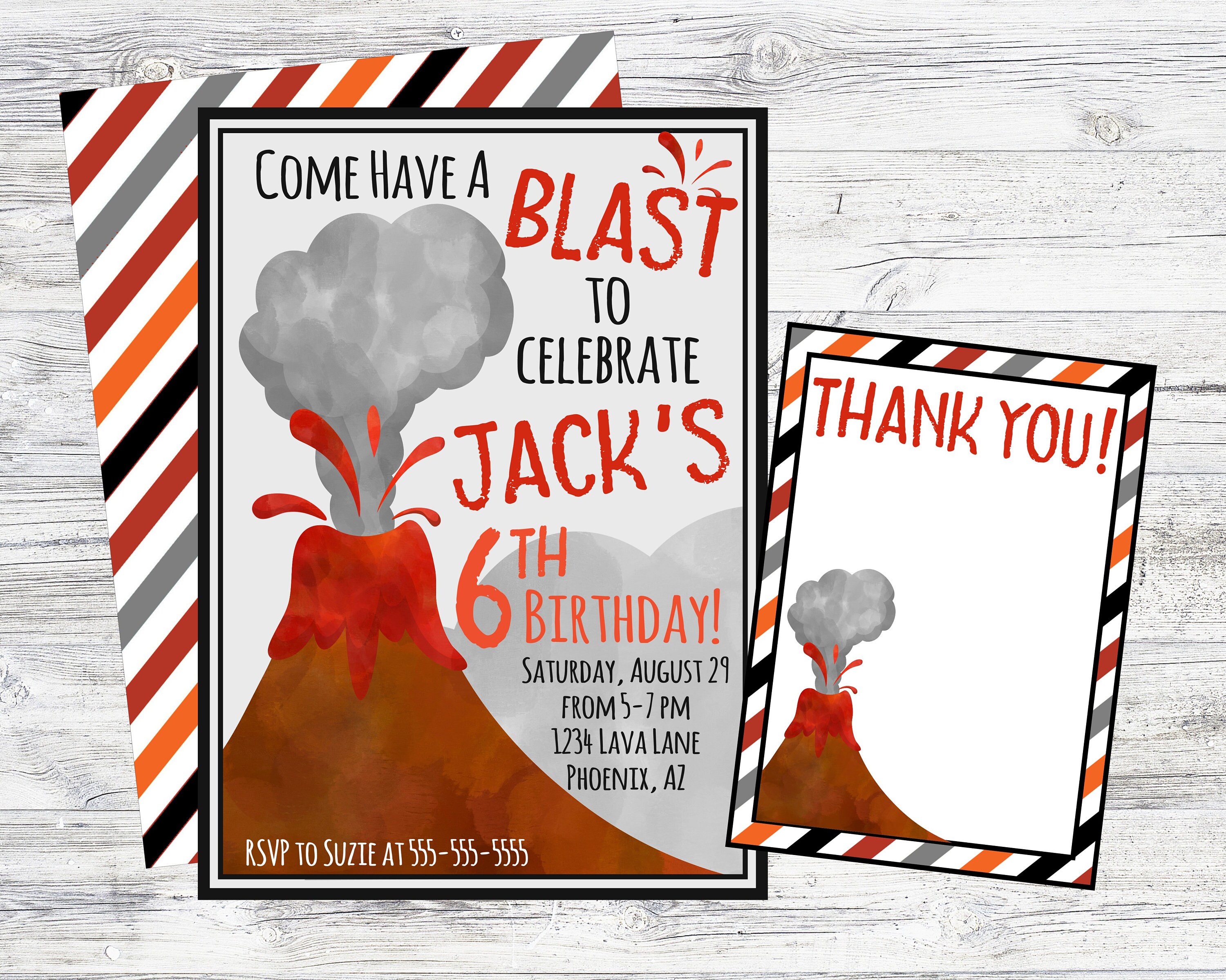 Volcano Birthday Invitation. Come Have A Blast Invitation for - Etsy UK