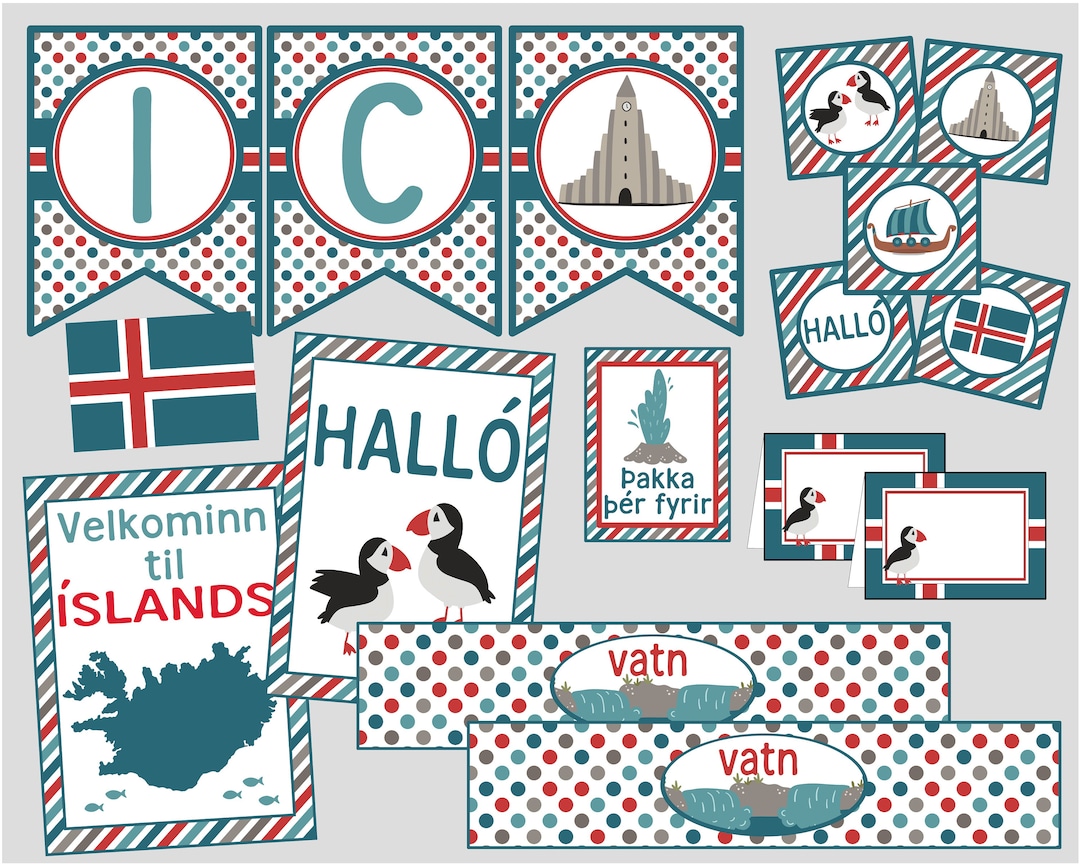 Printable Iceland Party Minipackage. Party Decor for Italy Themed