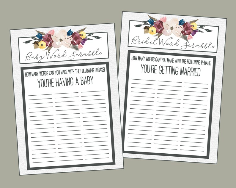 Fall Word Scrabble For Baby Shower Or Bridal Shower Game For Etsy