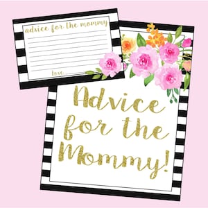 Advice for Mommy Baby Shower Game. Advice Cards. Instant Digital Downlad. 4x6 cards plus sign. Part of Koryn Baby Shower Collection.