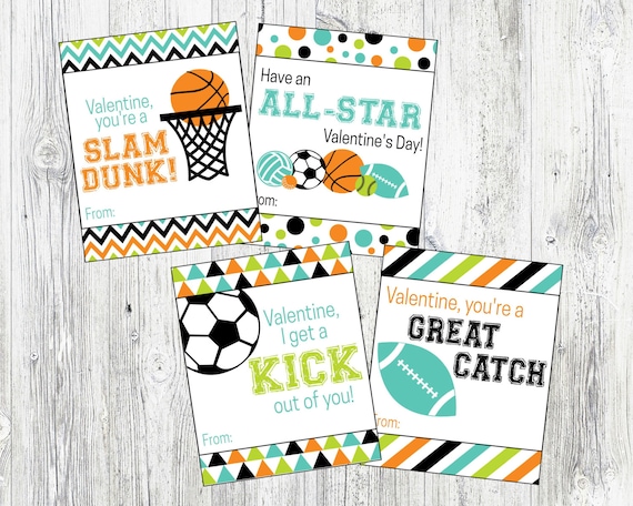 Sports Valentine's Day Cards. All Star Valentine's, Soccer, Basketball, Football, Sports Valentines Cards. Instant Digital Download.