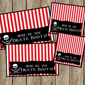 Pirate Bag Toppers for Pirate Party. Here Be Yer Pirate Booty. 4 Sizes for Any Pirate Party ...
