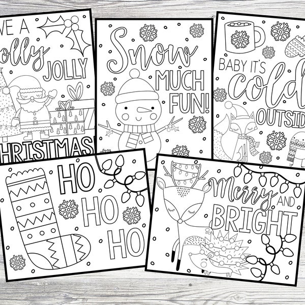 Printable Christmas & Winter Coloring Pages For Kids Or Adults! Holiday Coloring Pages. Instant Digital Download