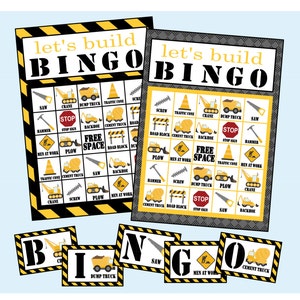Laten we bingo bouwen! Bingospel met bouwthema. Perfect voor een bouwfeest of transportfeest. Directe digitale download