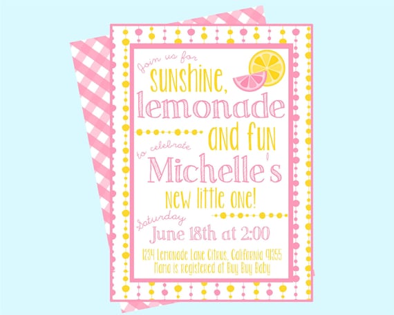 pink lemonade baby shower invitations