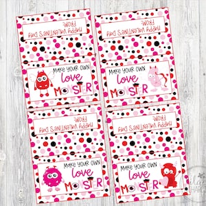 Machen Sie Ihren eigenen Liebe Monster Bag Topper. Love Monster Valentinstag Party. Sofortiger digitaler Download