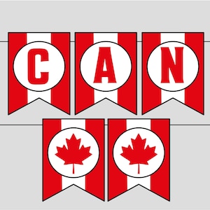Printable CanadaThemed Party Banner. Includes Full Alphabet, Numbers,  & Happy Canada Day.  Instant Digital Download.