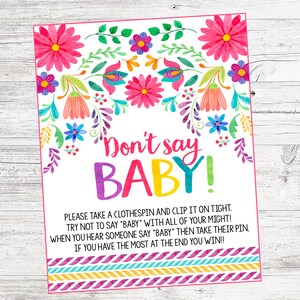 Fiesta Don&#39;t Say Baby Game for Fiesta Baby Shower. Printable Fiesta Shower Games. Instant Digital Download. Boho Fiesta,