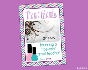 Mani Thanks for Being "Toe"-Tally Great Card & Tag Set. Mani Pedi Gift, Mother's Day, Teacher's Appreciation, Thank You, Digital Download.