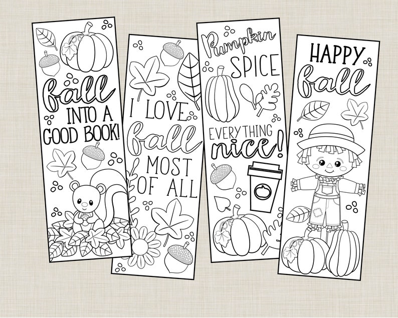 Printable Fall Color Your Own Bookmarks for Classroom Fall Etsy