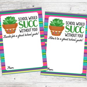L'école réussirait sans vous ! Porte-cartes cadeau enseignant pour plantes succulentes ou pépinière. Cadeau pour la rentrée scolaire Téléchargement numérique instantané.