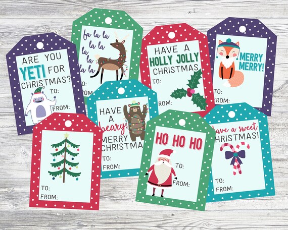 Printable Christmas Gift Tags. Set of 8 Gift Tags With Santa | Etsy